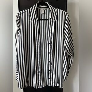 H&M Black and White Striped Satin Shirt